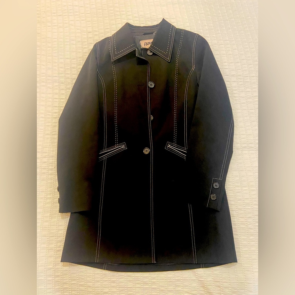 Black Button-Up Women's Trench Coat